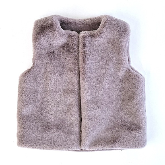 Imoga Cozy EVA Faux FUR VEST For Girls with snap buttons Dove - Picture 4 of 6